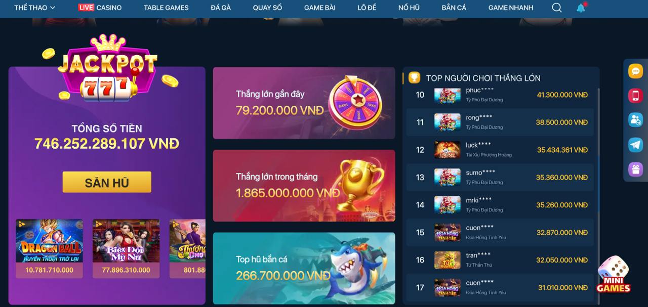 Ảnh chụp màn hình game jackpot nổ hũ trên HM88
